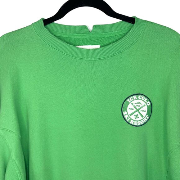 Aerie Green "ski resort" distressed crewneck oversized sweater Size Small - Picture 4 of 14